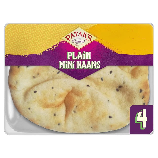 Patak's Plain Mini Naan Breads 4 per pack, imported from the UK