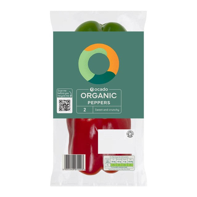 Ocado organic mixed colour peppers, imported from the UK
