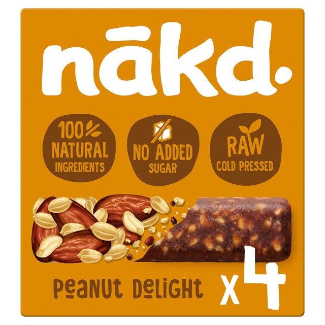 Nakd Peanut Delight fruit and nut bars 4 x 35g multipack, imported from the UK