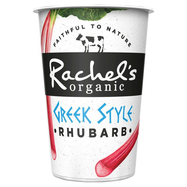 Rachel's Greek style rhubarb yogurt 450g, imported from the UK