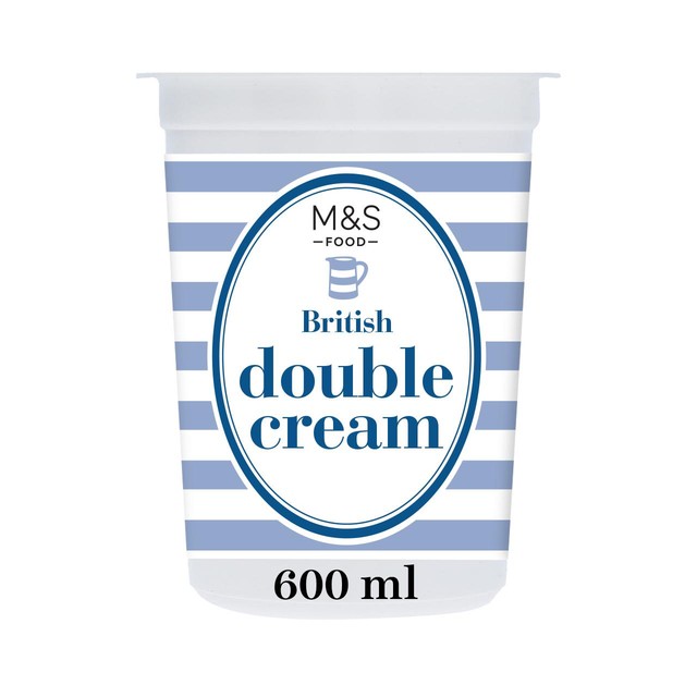 M&S British Double Cream 600ml pot, imported from the UK