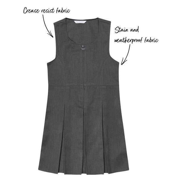 M&S girls permanent pleats school pinafore grey 3-4 years, imported from the UK