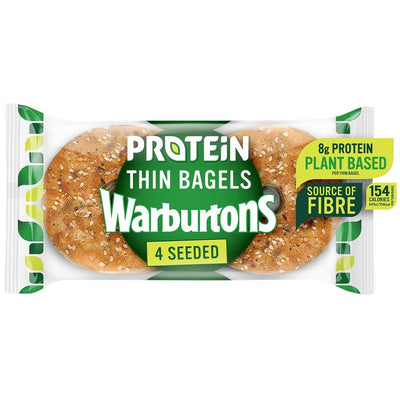 Warburtons Protein Thin Bagels with a Mix of Pulses and Seeds 4 Pack