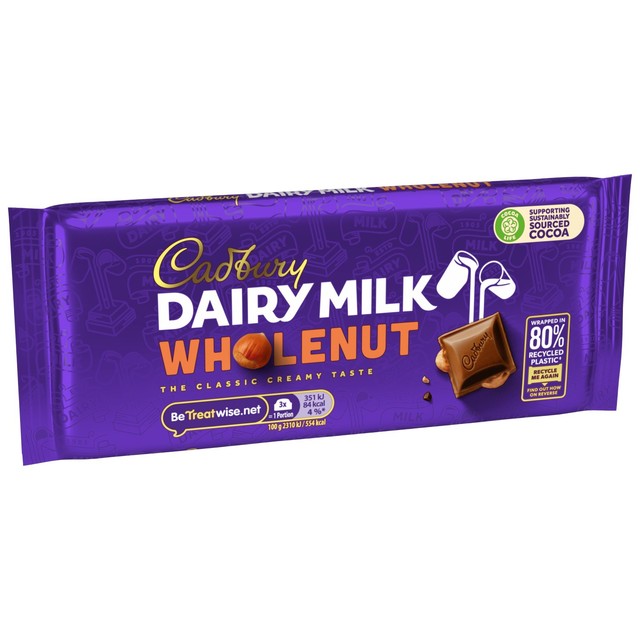Cadbury Dairy Milk whole nut chocolate bar 120g - British product