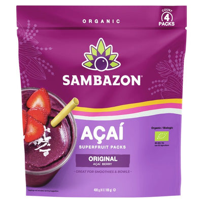 Sambazon Organic Acai Original Frozen Smoothie Packs 4 x 100g