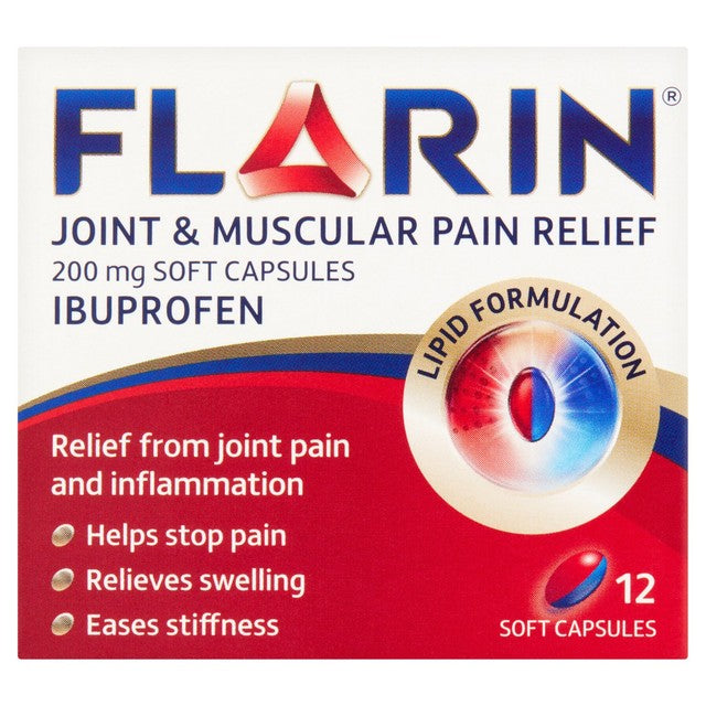 Flarin joint and muscular pain relief 200mg capsules 12 pack - British product