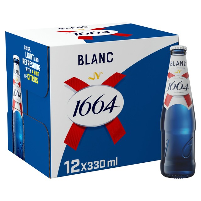 Kronenbourg 1664 Blanc premium lager beer 12 x 330ml bottles - British product