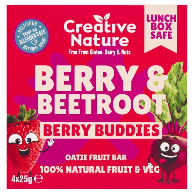Creative Nature berry and beetroot snack bars multipack 4x25g - British product
