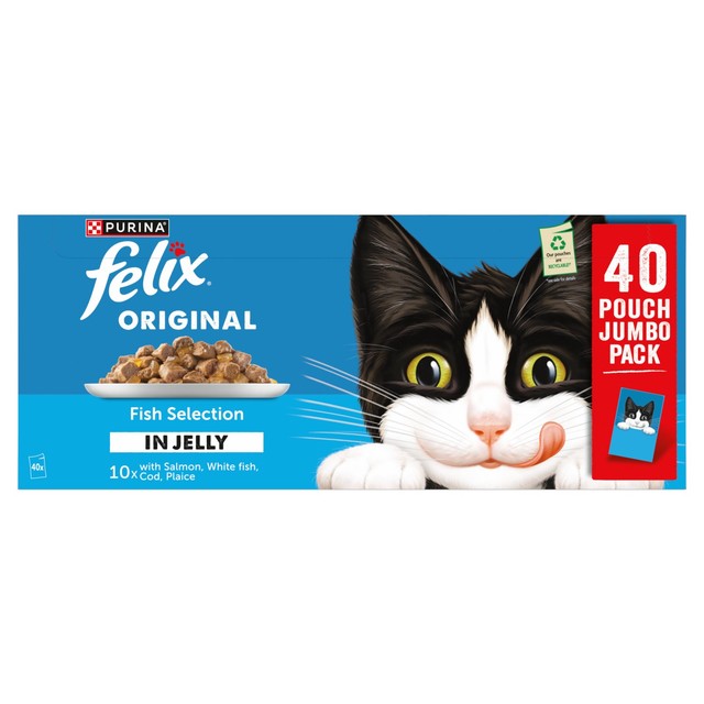 Felix Original Fish Selection in Jelly Wet Cat Food 40 x 85g - British product