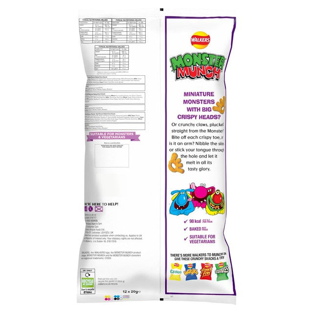 Walkers Monster Munch Variety Multipack 12 x 20g packets (British brand)