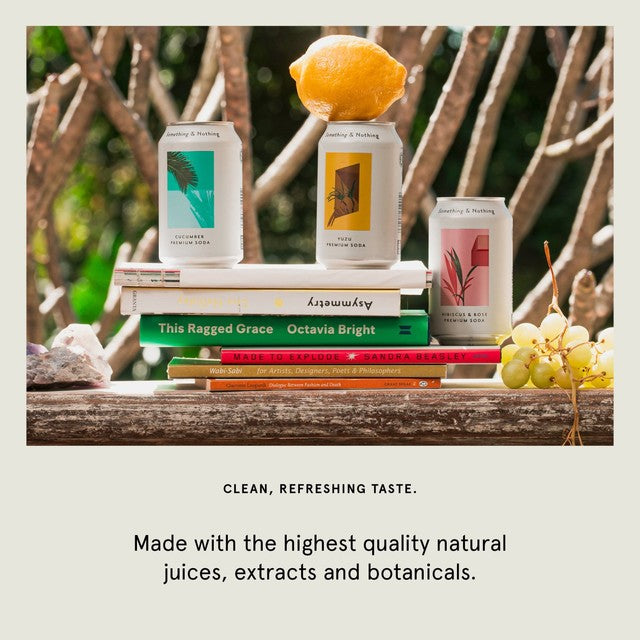 Something & Nothing mixed pack premium soda with Yuzu, Cucumber and Hibiscus & Rose 12x330ml (British brand)