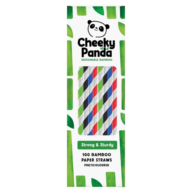 The Cheeky Panda bamboo paper straws striped 100 pack - British product