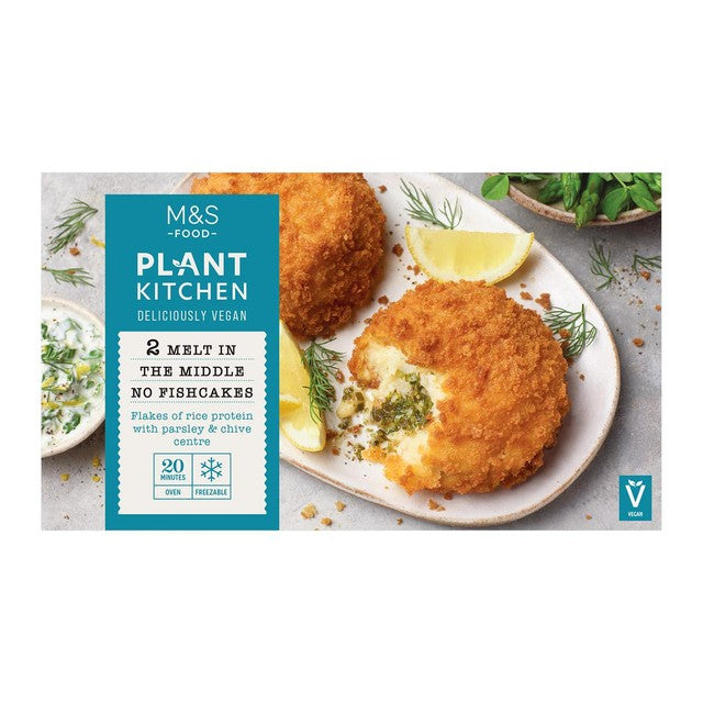 M&S Plant Kitchen Vegan No Fish Cakes melt in the middle 290g, imported from the UK