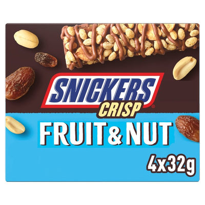 Snickers Crisp Fruit & Nut Chocolate Snack Bars 128g Multipack