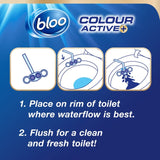 Bloo Colour Active+ Bleach toilet rim blocks 2 x 50g - British product