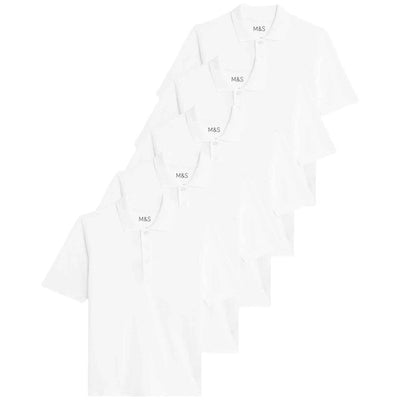 M&S Unisex Polo Shirt, 13-14 Years, White