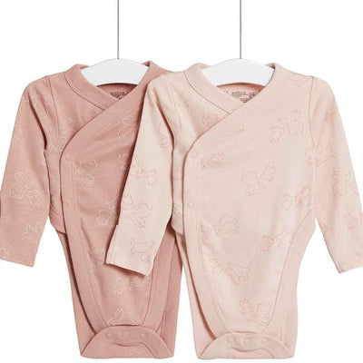 M&S Hip Dysplasia Pure Cotton Bodysuits 0-3 Months Pink Baby Bodysuits 2-Pack