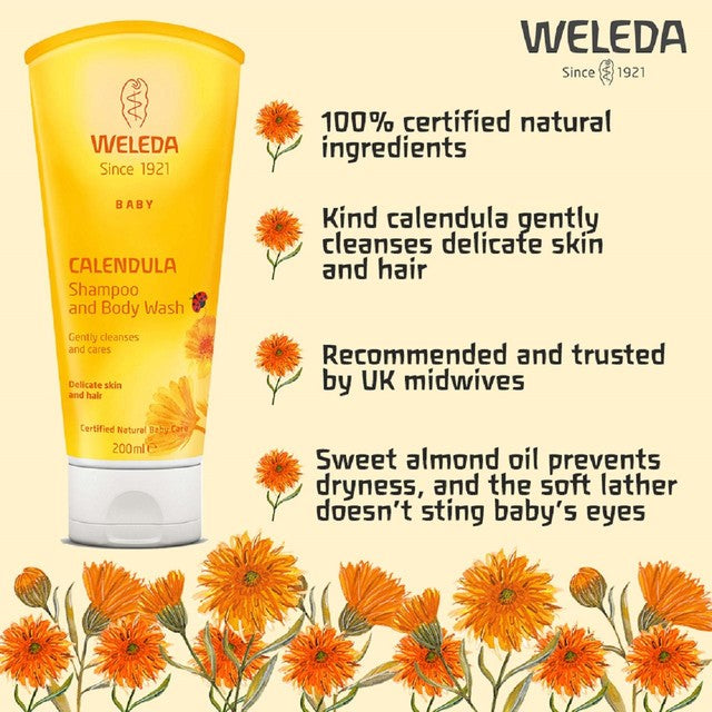 Weleda Calendula baby shampoo and body wash 200ml (British brand)