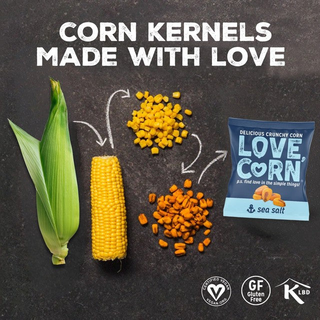 Love Corn variety pack of corn snacks in three flavours, UK version