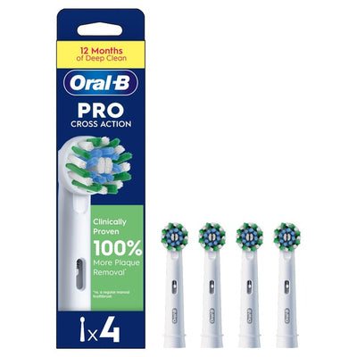 Oral-B Pro Cross Action Toothbrush Head Refills White 4 Count