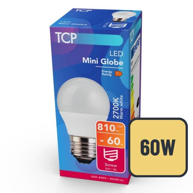 TCP mini globe screw E27 LED light bulb in warm white (British brand)