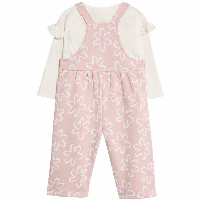 M&S pink floral dungaree set for 0-3 months, imported from the UK