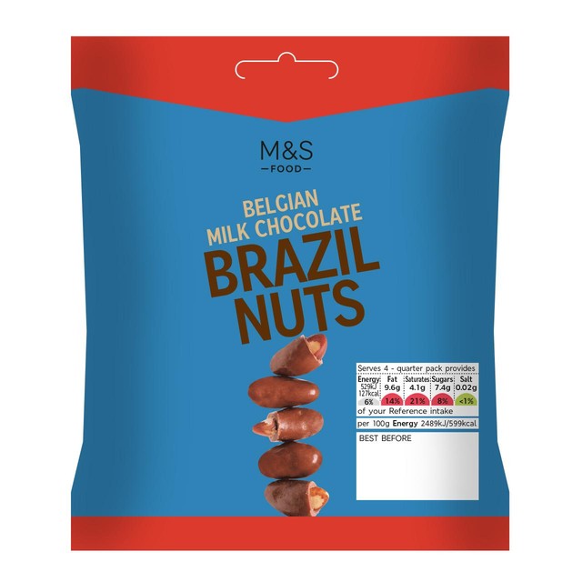 M&S chocolate covered Brazil nuts 85g, imported from the UK