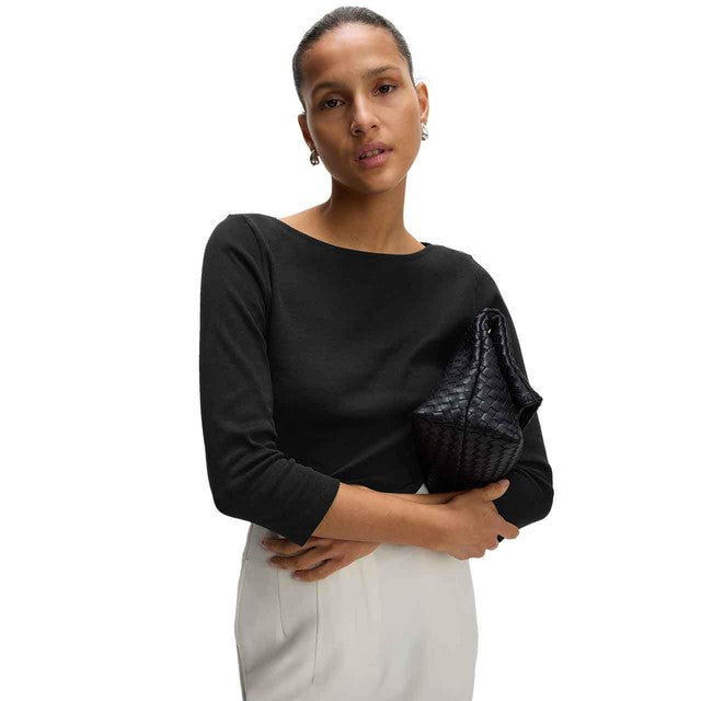 M&S women's pure cotton slim fit top black size 8, imported from the UK