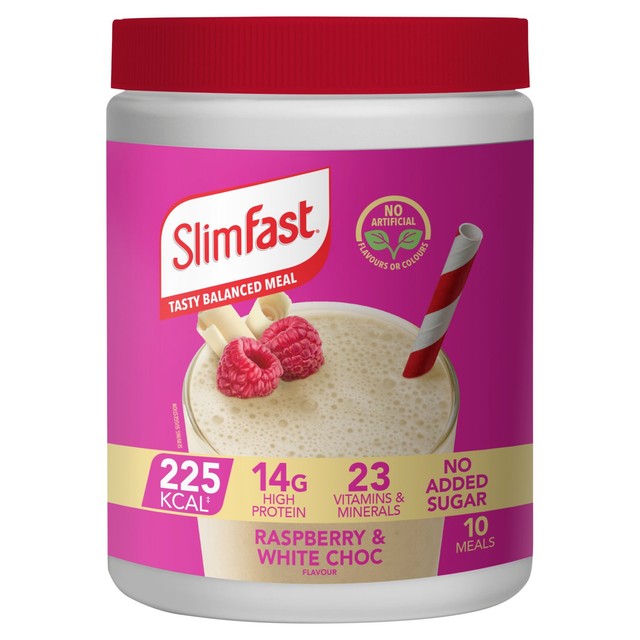 SlimFast Raspberry & White Chocolate meal replacement shake powder 365g (British brand)