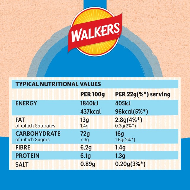 Walkers Baked Cheese & Onion Crisps 6 x 22g multipack (British brand)