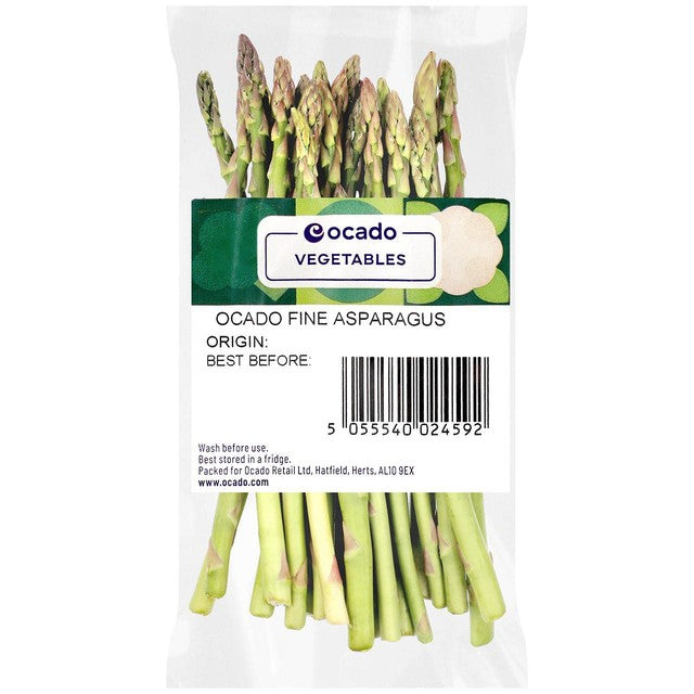 Ocado fine asparagus 125g, imported from the UK