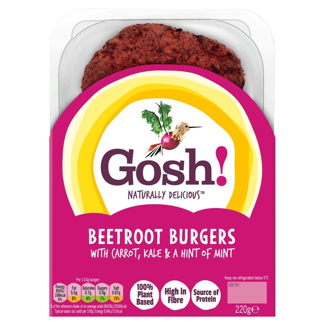 Gosh beetroot and kale burgers with mint 220g, UK version