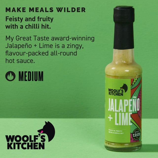 Woolf's Kitchen Jalapeno + Lime hot sauce 150ml (British brand)