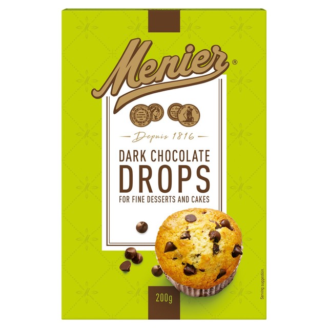 Menier dark chocolate drops 200g, imported from the UK