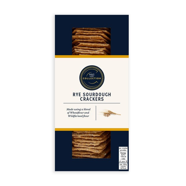 M&S rye sourdough crackers 130g, imported from the UK