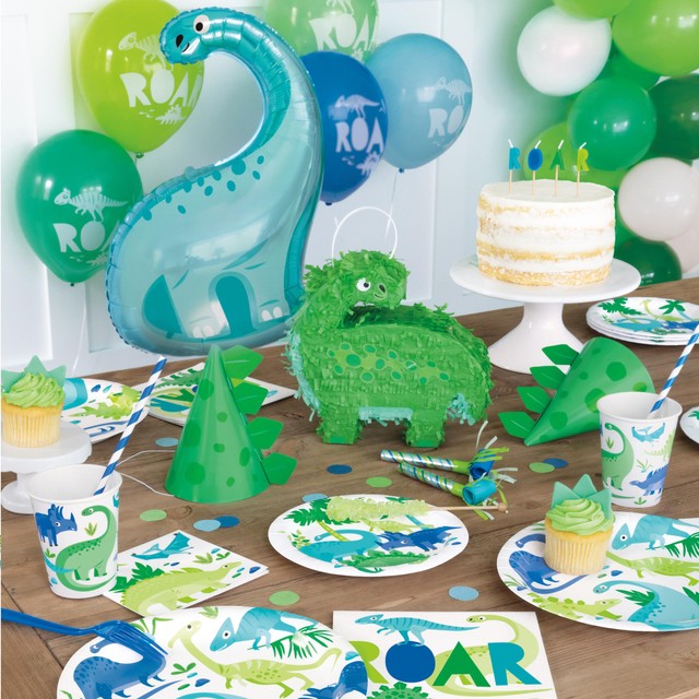 Unique Party Blue Green Dinosaur Napkins 16 pack - British product