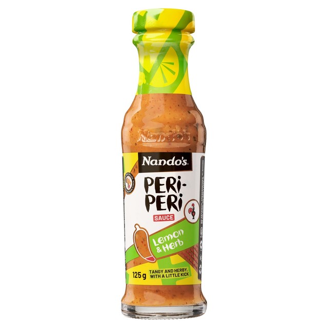 Nando's Lemon & Herb Peri-Peri Sauce 125g, imported from the UK