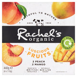 Rachel's Peach & Mango bio live yogurt 4 x 110g, imported from the UK