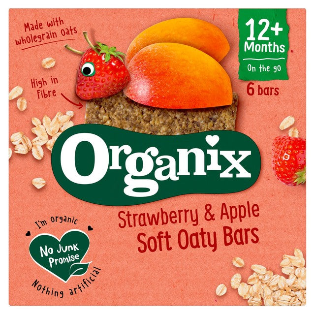 Organix strawberry apple soft oaty bars 6x23g , imported from the UK