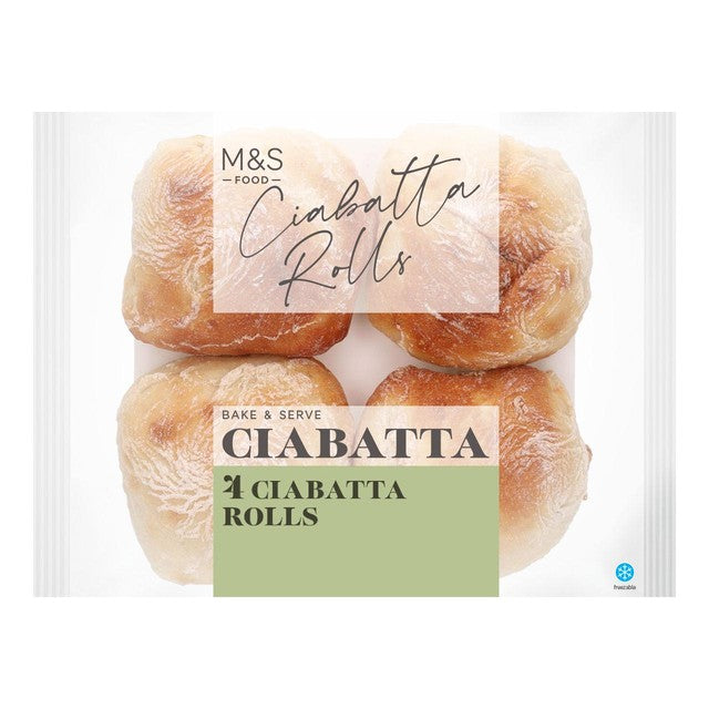 M&S ciabatta rolls 4 x 60g, imported from the UK