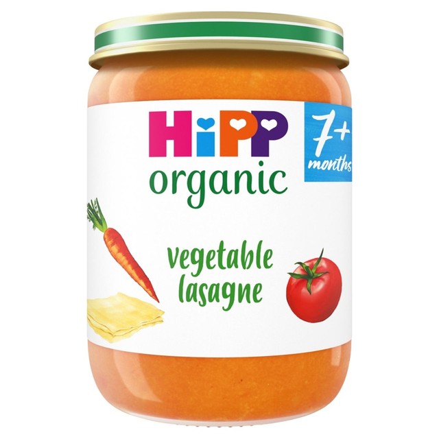 HiPP Organic vegetable lasagne baby food for 7+ months 190g jar, UK version