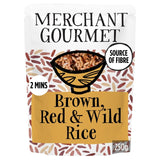 Merchant Gourmet wholegrain brown red wild microwave rice 250g, imported from the UK