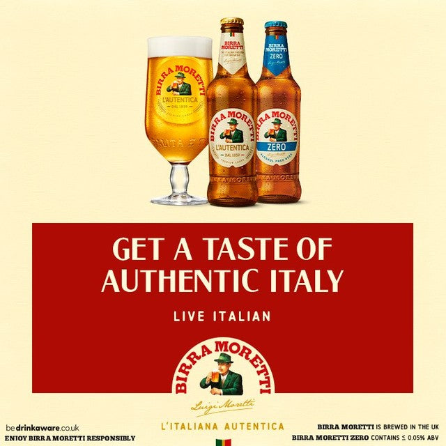 Birra Moretti lager beer 12 x 330ml bottles - British product