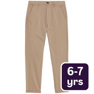 M&S Boys Cotton Rich Chinos Stone 6-7 Years Trousers