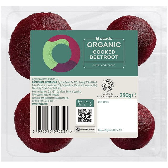 Ocado Organic Cooked Beetroot 250g, imported from the UK