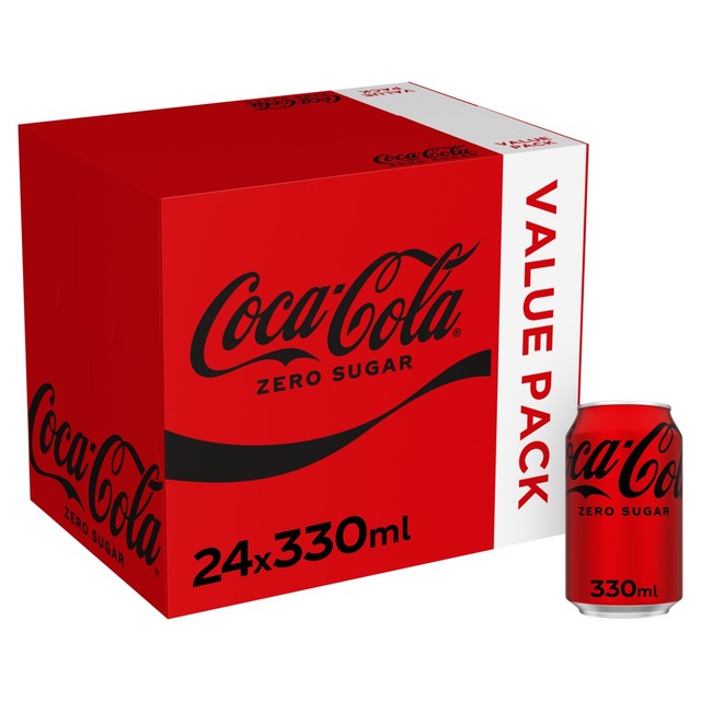 Coca-Cola Zero Sugar cola drink 24 x 330ml - British product
