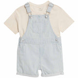 M&S boys striped bibshort set blue mix 9-12 months, imported from the UK