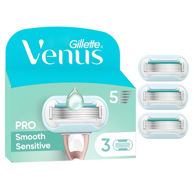Gillette Venus Deluxe Smooth Sensitive Razor Blades 3-pack, UK version