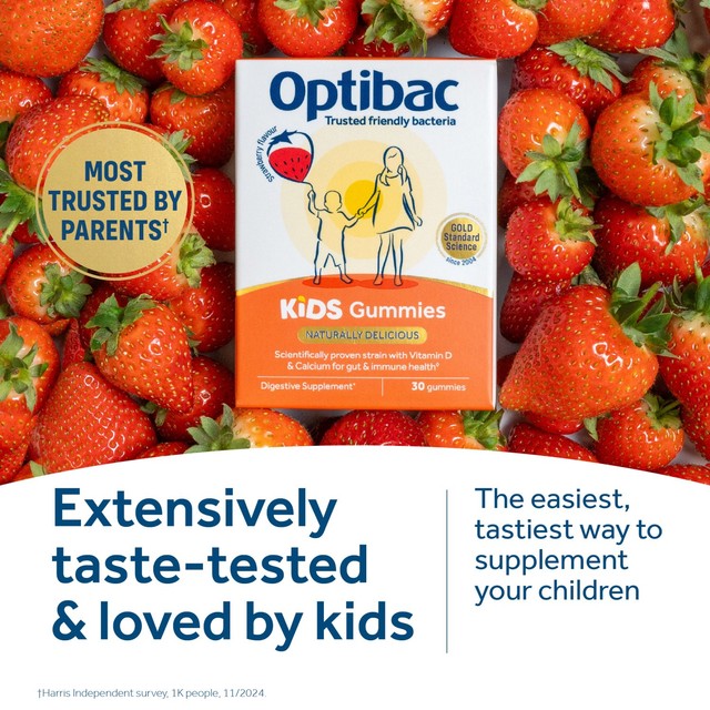 Optibac Kids Strawberry Gummies 30 gummies, imported from the UK