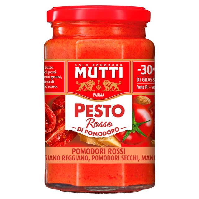 Mutti sundried tomato parmesan red pesto 180g, imported from the UK